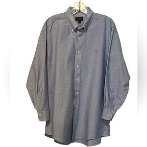 Chaps Ralph Lauren 100% cotton blue button up shirt Made in the USA